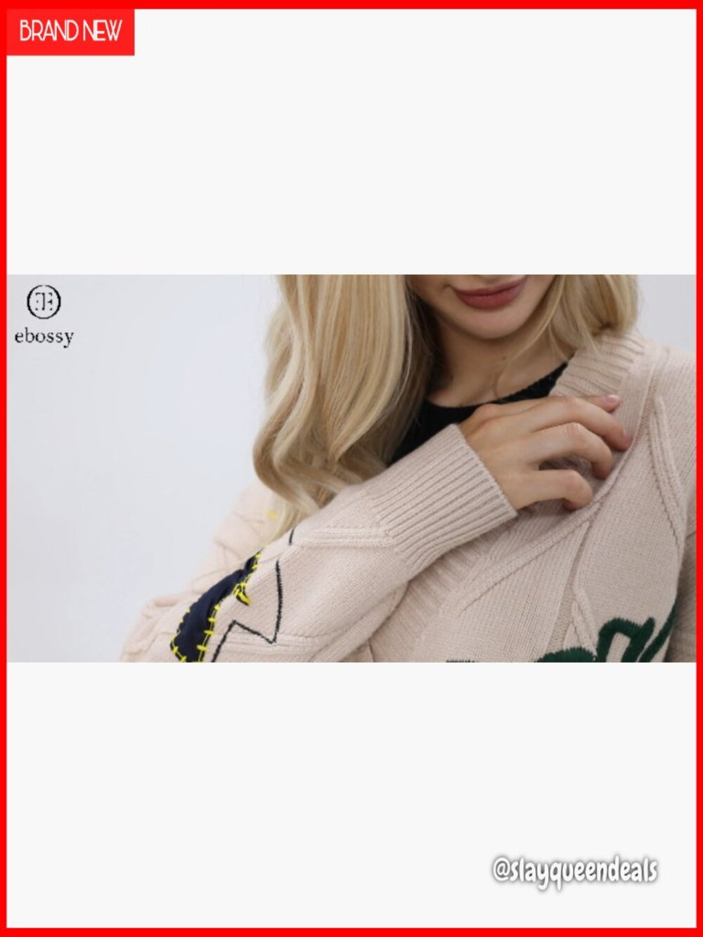 Cable Knit Open Front Cardigan with Embroidery V-Neck Button Down - Picture 5 of 7